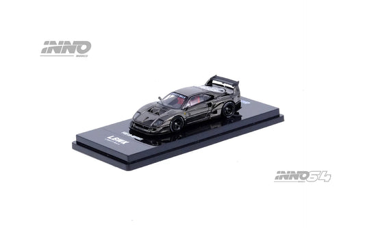 Display view of INNO64 F40 LBWK Chrome Black Edition diecast car