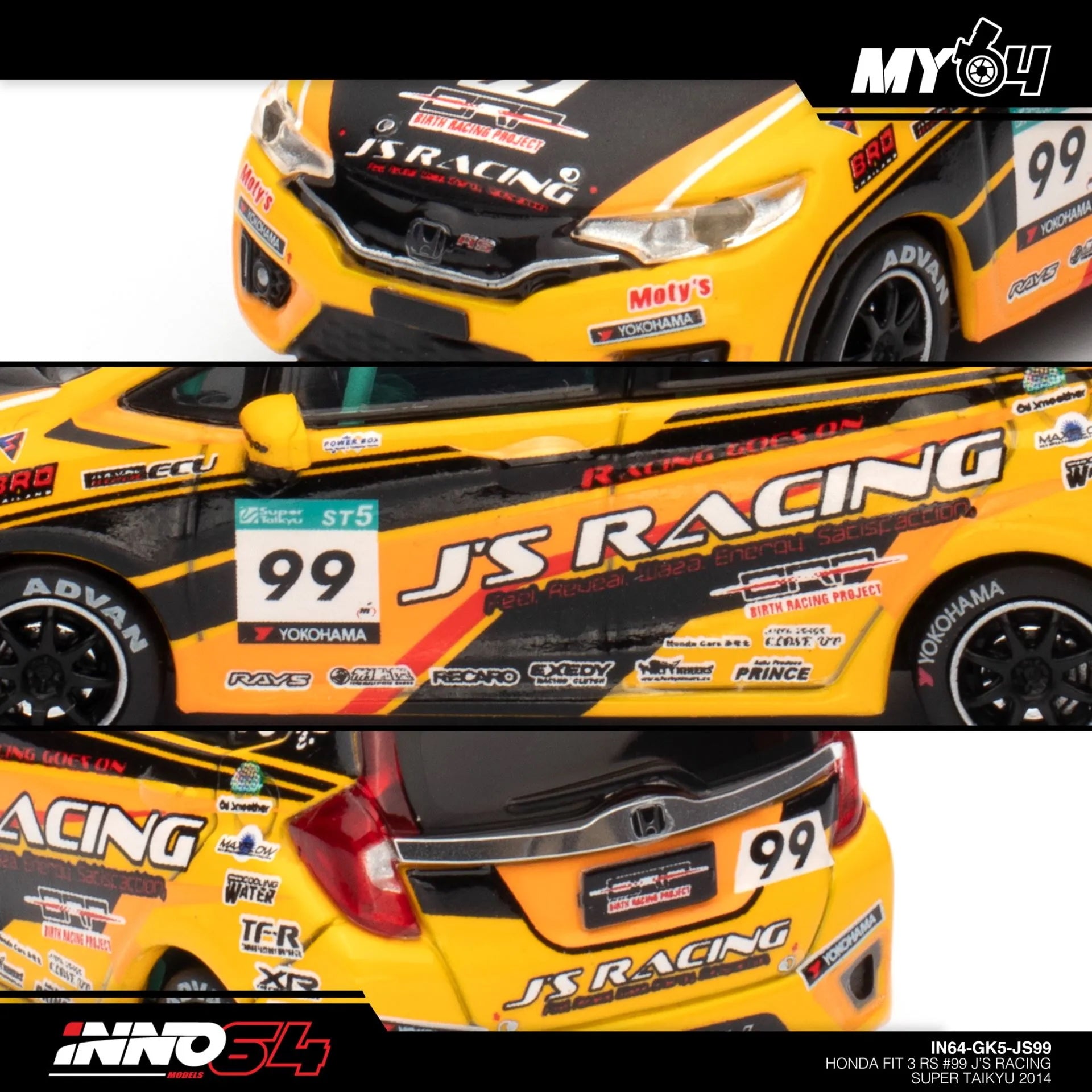 CarloverDiecast exclusive stickers for INNO64 Honda Fit #99 Super Taikyu 2014 model