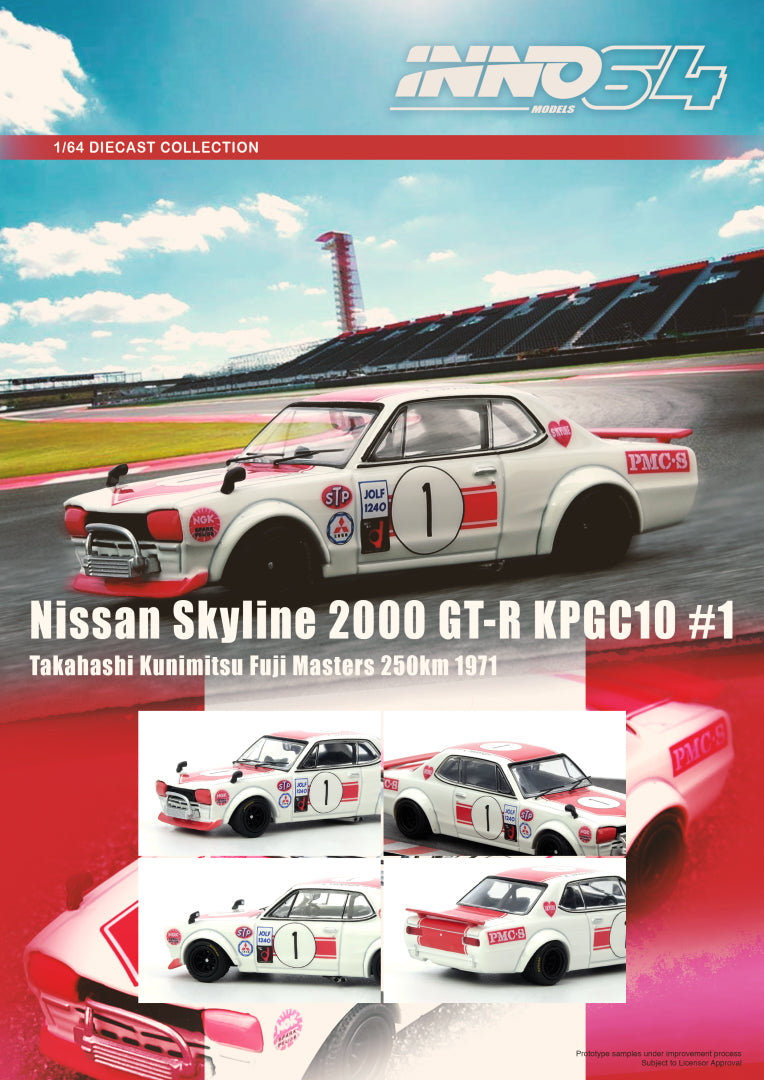Brochure of INNO64 Nissan Skyline GT-R KPGC10 #1 – Fuji Masters 1971 diecast model