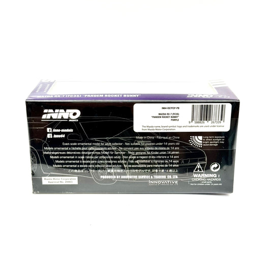 Mazda RX-7 FC3S Pandem Purple packaging rear Inno64 diecast
