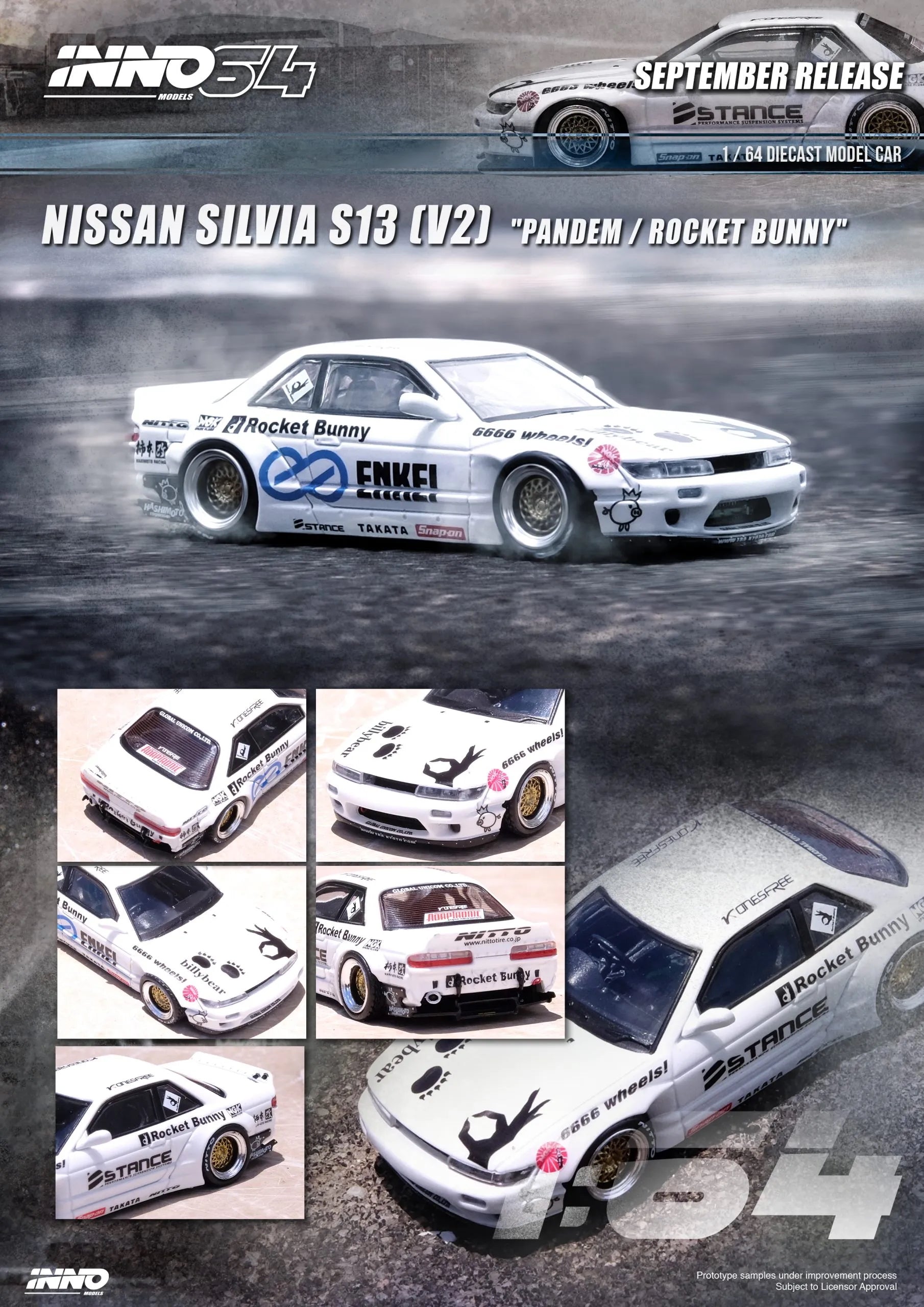 Brochure of Pandem widebody Nissan Silvia S13 diecast – INNO64 1:64 scale