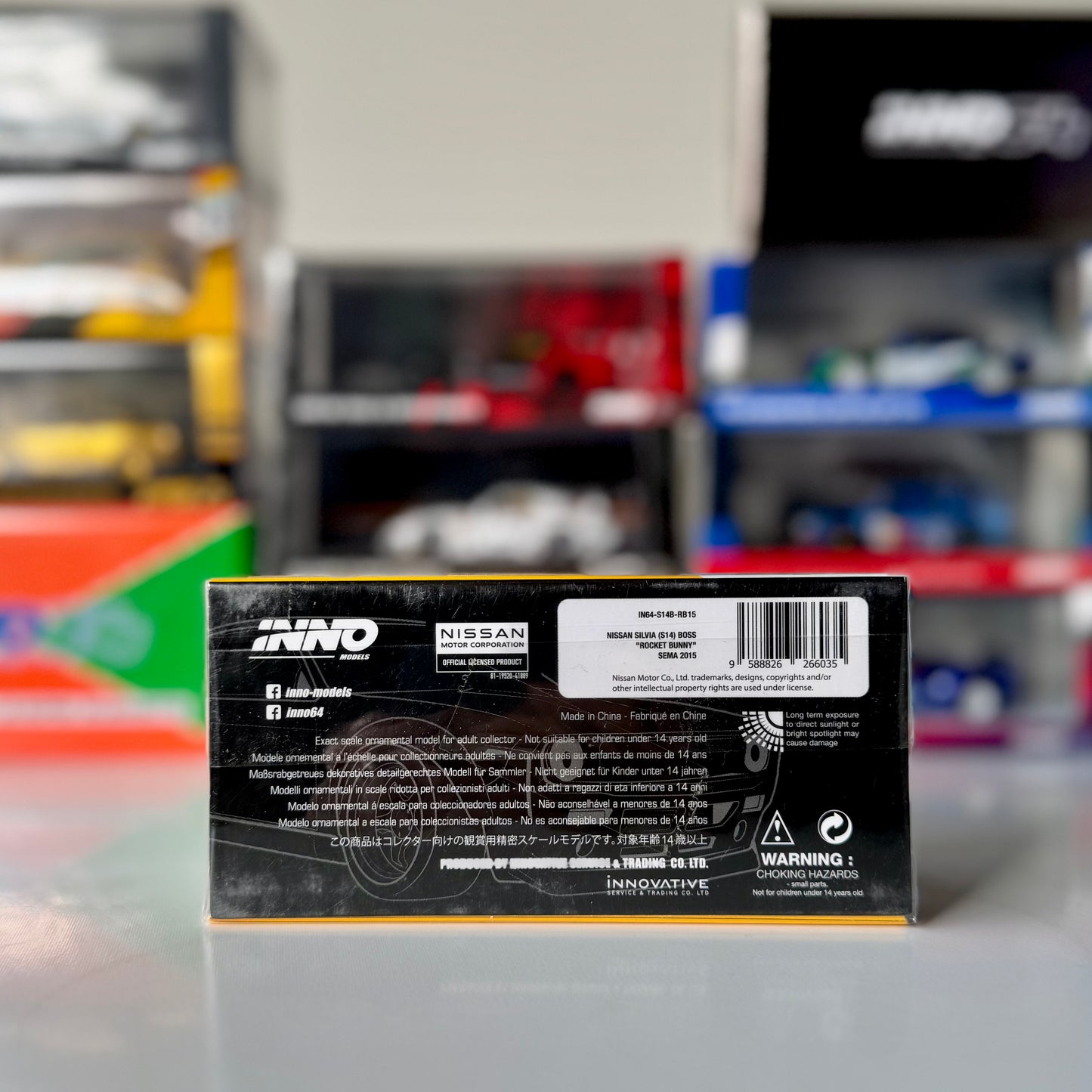 Back angle of INNO64 Silvia S14 BOSS Red Bull edition – 1:64 scale car