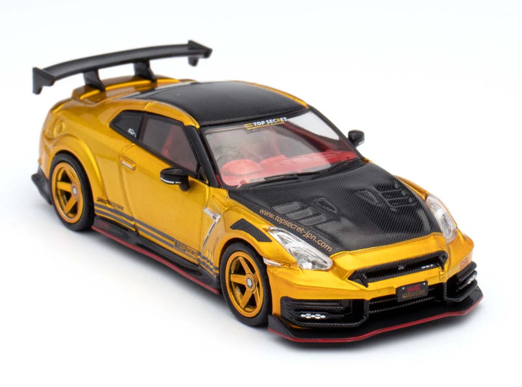 Other side profile of Nissan GT-R R35 Top Secret Gold diecast by INNO64