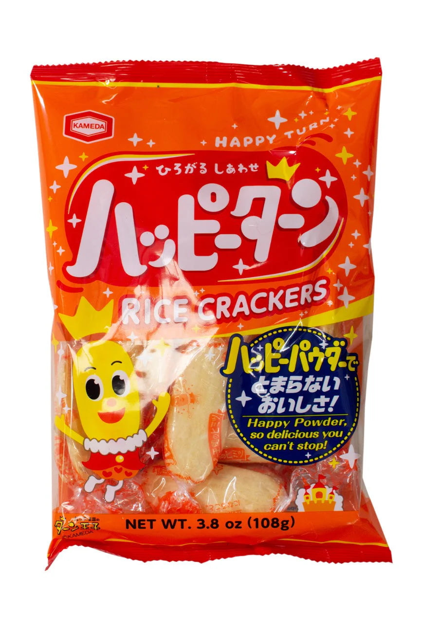 Close-up of sweet and salty Happy Turn rice crackers