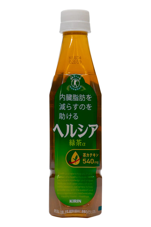 Kirin Healthya Ryokucha Green Tea Slim Bottle 350ml front view