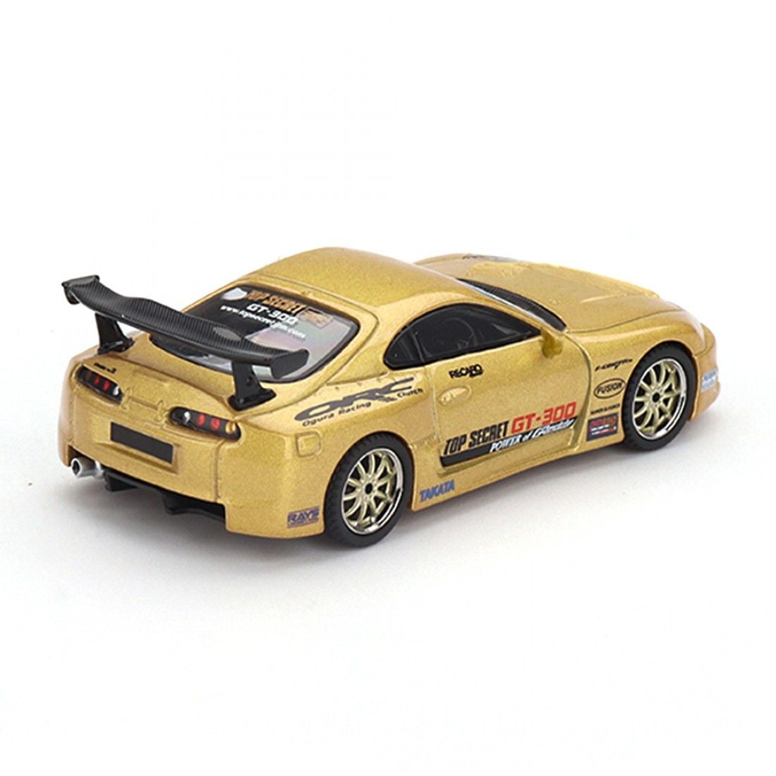 Toyota Supra A80 Top Secret GT-300 Gold 1:64 diecast rear close detail
