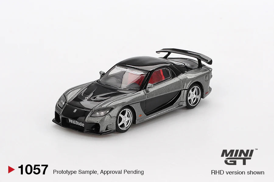 Mazda RX-7 VeilSide Fortune Grey 1:64 diecast front angle view