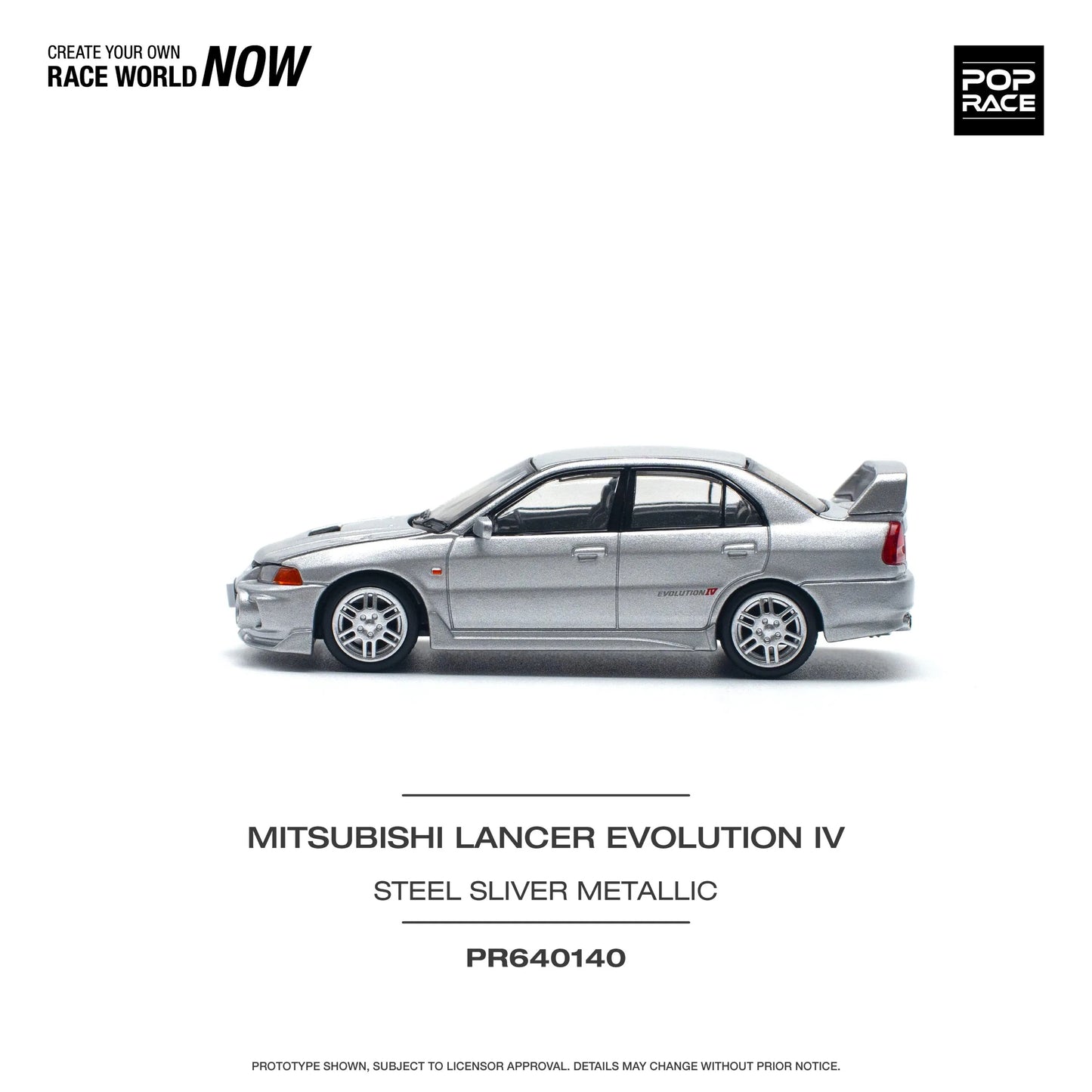 Left side view of Mitsubishi Lancer Evolution IV 1:64 diecast model