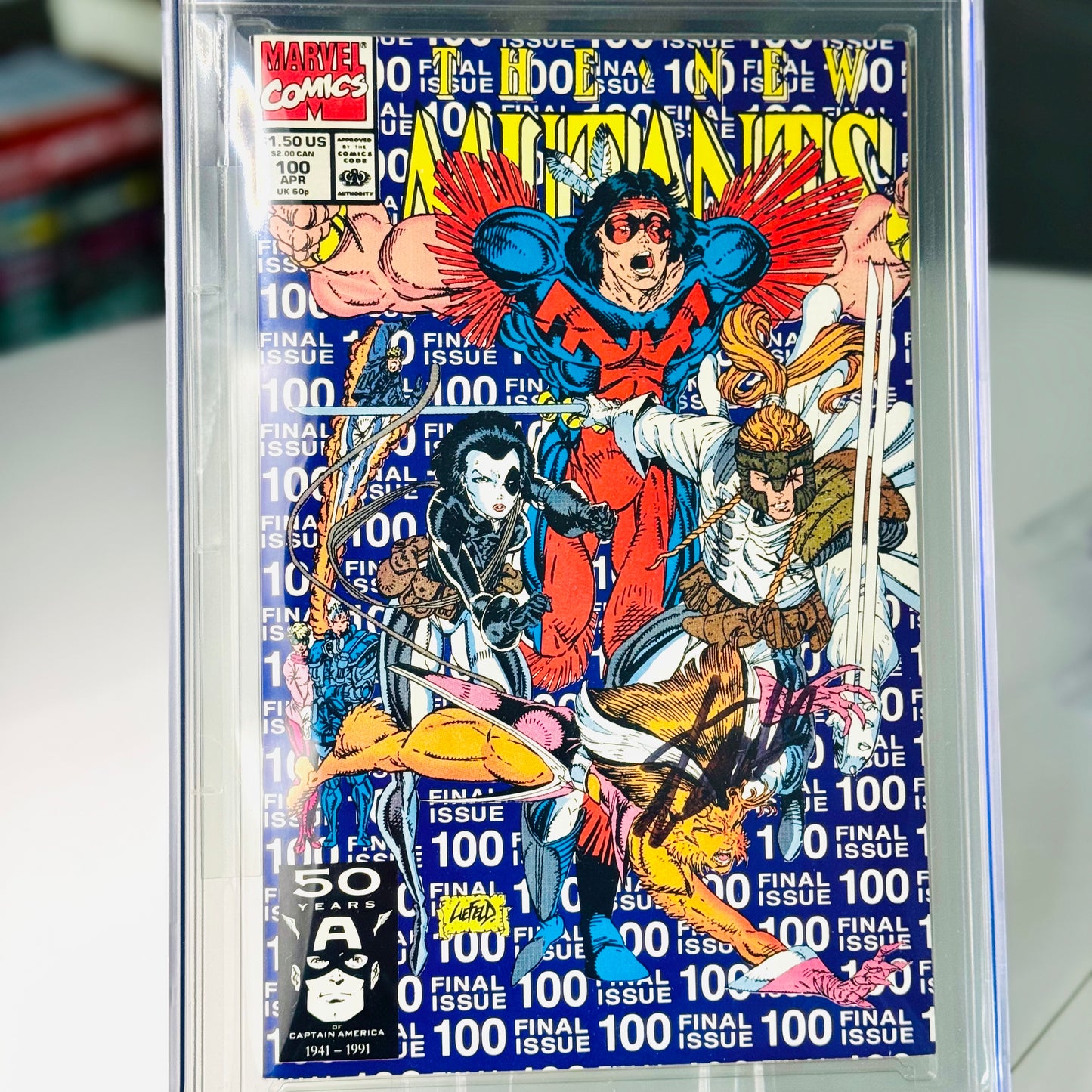 Close-up of New Mutants #100 cover featuring first appearance of X-Force