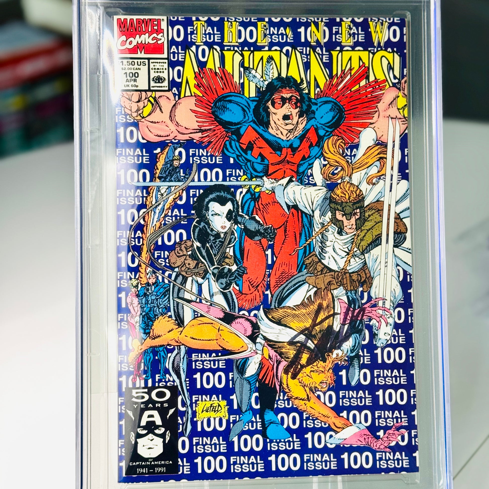 Close-up of New Mutants #100 cover featuring first appearance of X-Force