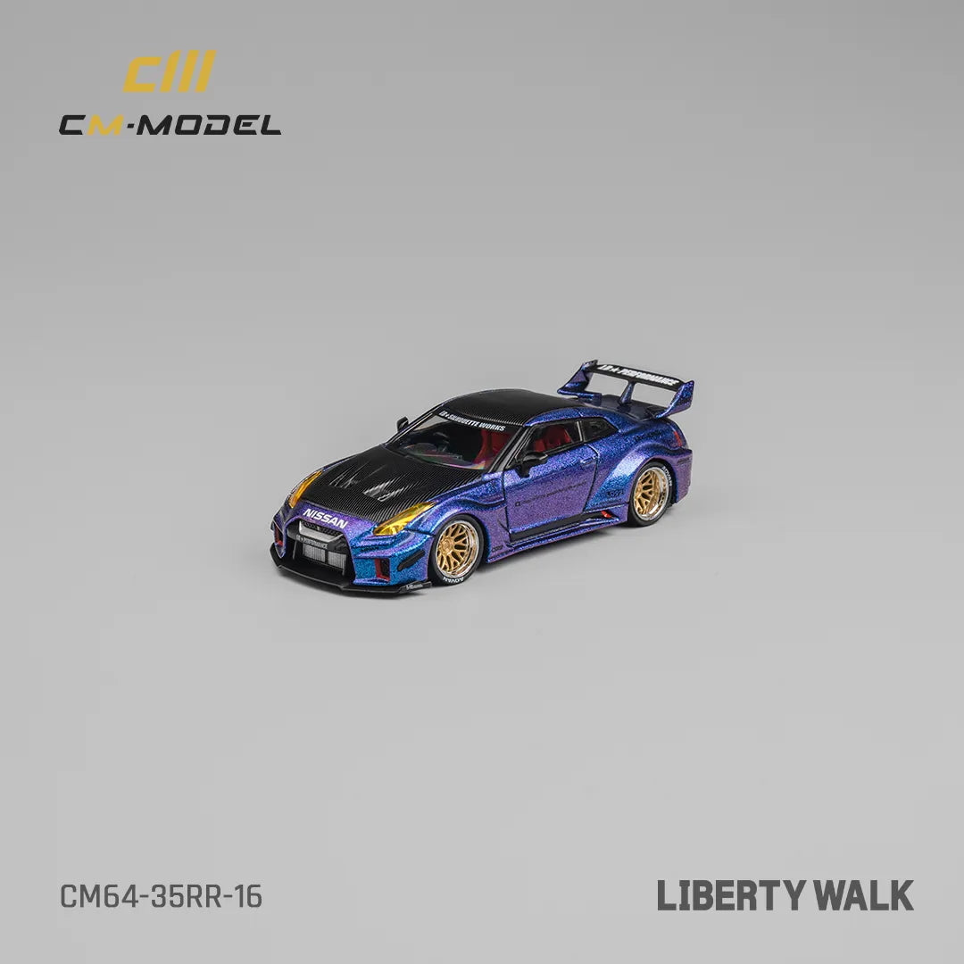 Front angle of unboxed Nissan LBWK 35GT‑RR Chameleon out of case by CM Model