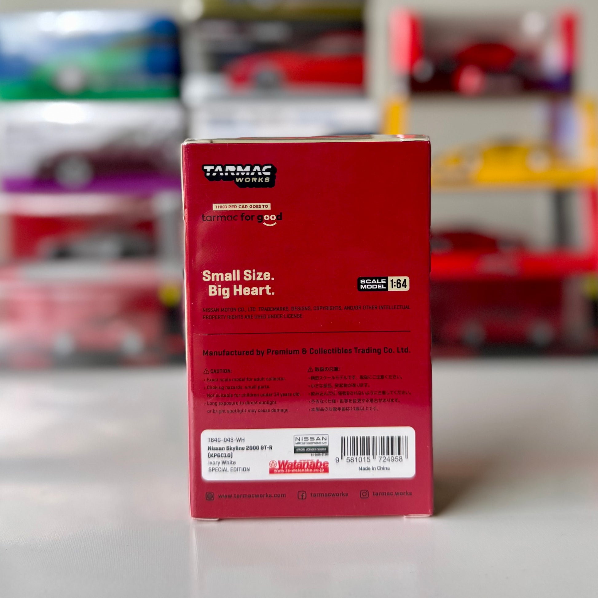 Back of packaging for Nissan Skyline 2000 GT-R Ivory White Global64 model