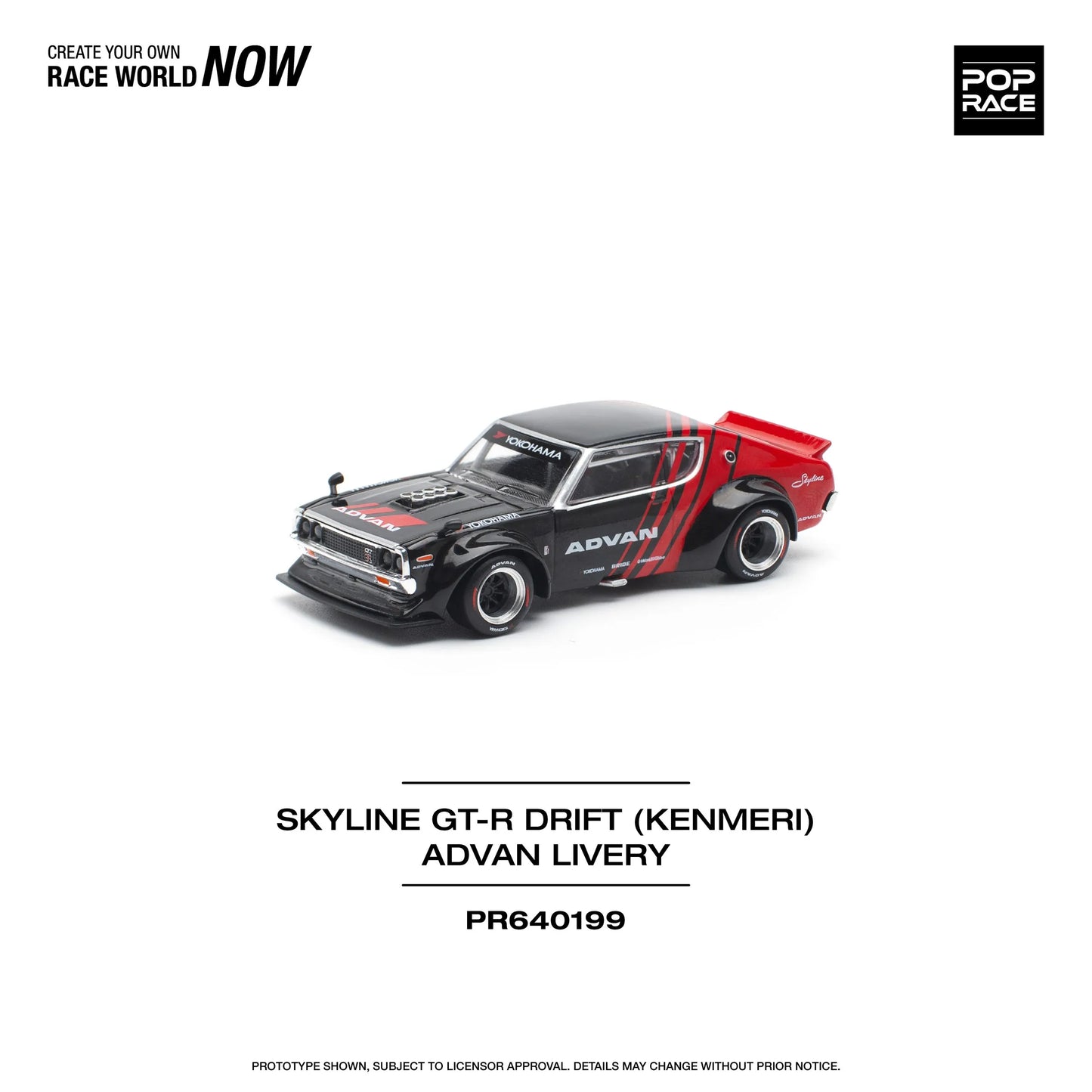 Nissan Kenmeri GT-R Drift model out of box on display with Advan livery