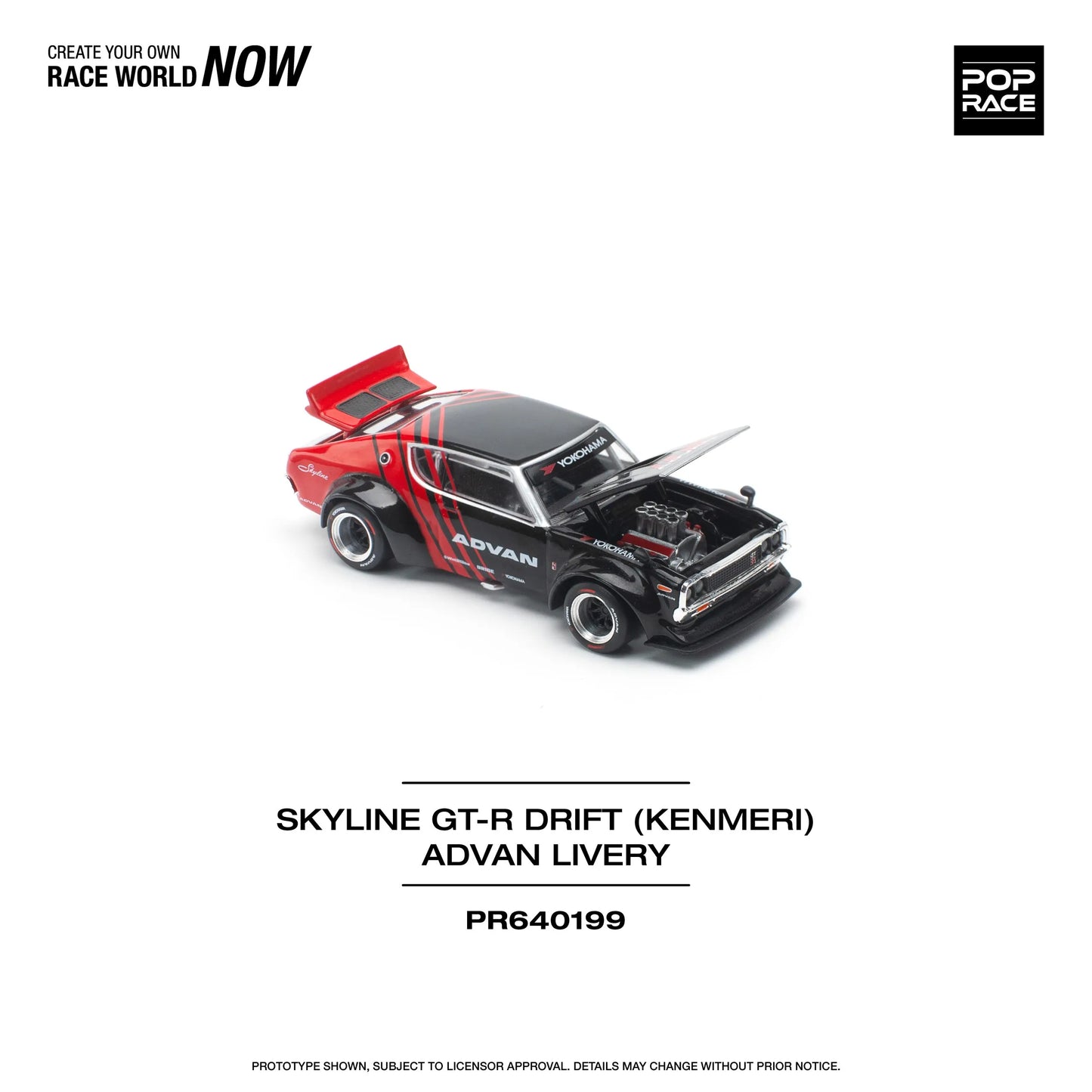 Nissan Kenmeri GT-R Drift model out of box on display with Advan livery