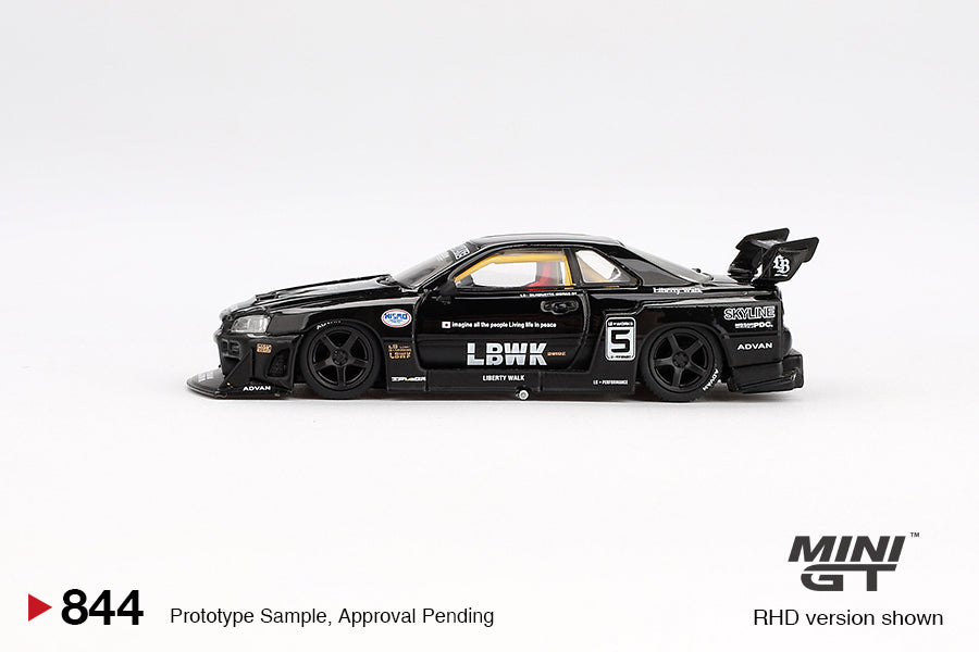 Side profile of 1:64 Nissan Skyline LB-ER34 Super Silhouette by Mini GT