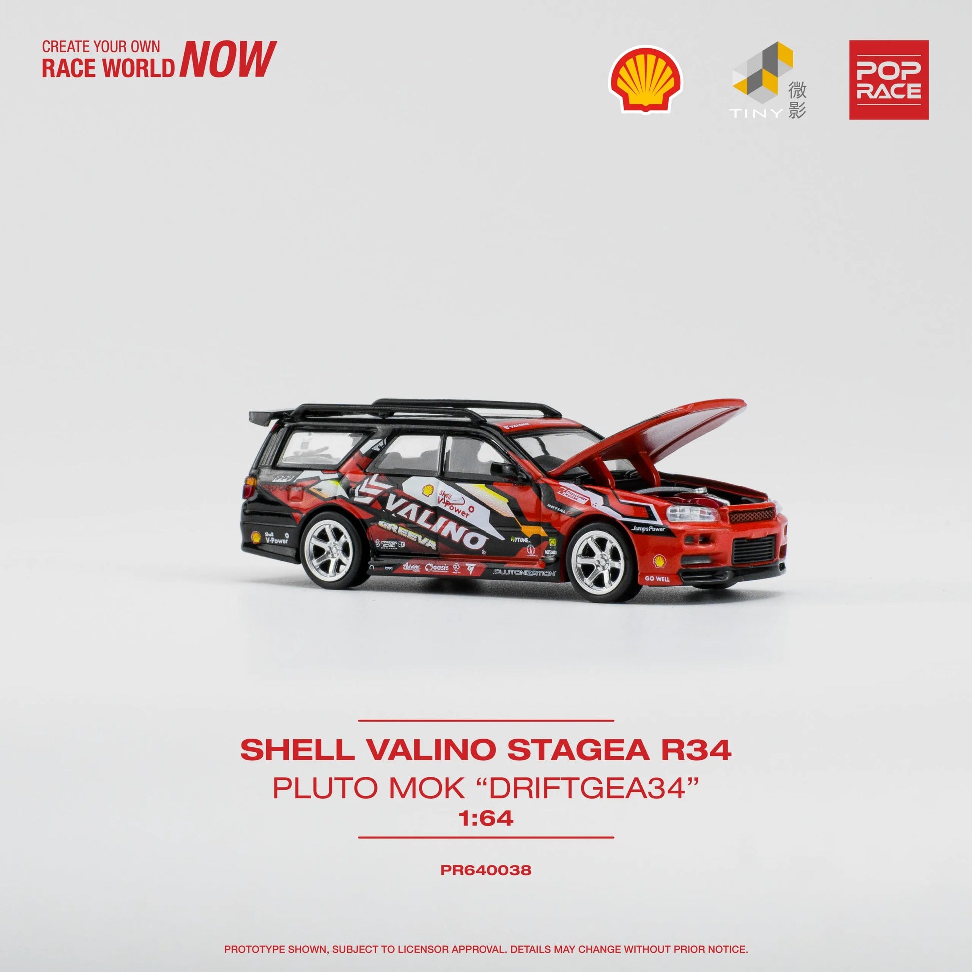 Diagonal display view of Nissan Driftagea 34 1:64 scale diecast model