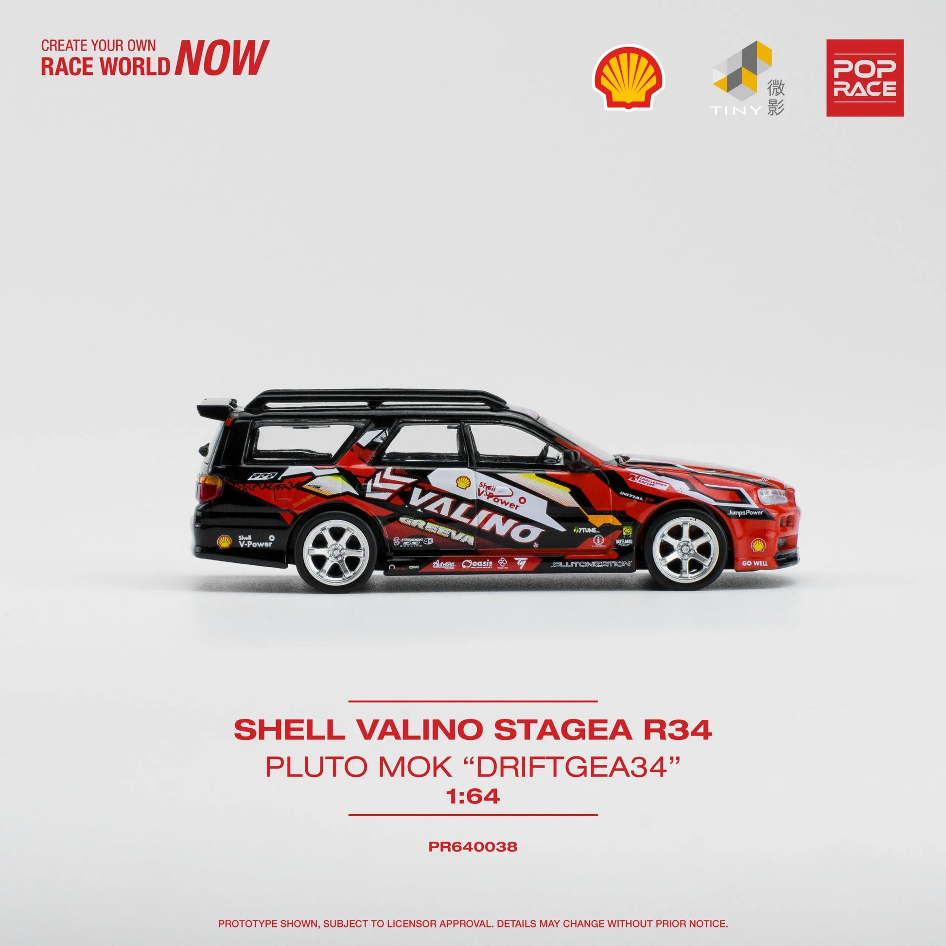 Unboxed side profile of Nissan Stagea R34 Driftagea 34 diecast model