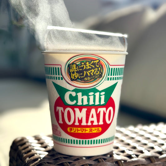 Prepared NISSIN Chilli Tomato Noodles served in the cup