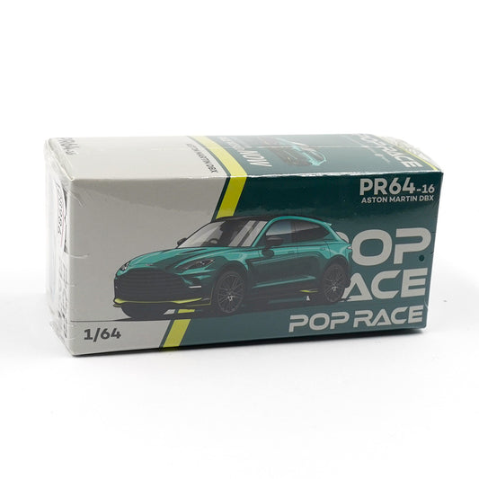 Front view of Aston Martin DBX Racing Green 1:64 diecast model by Pop Race