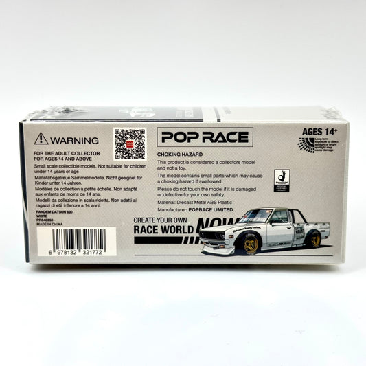 Pop Race Datsun 620 Pandem White 1:64 diecast model car boxed rear view