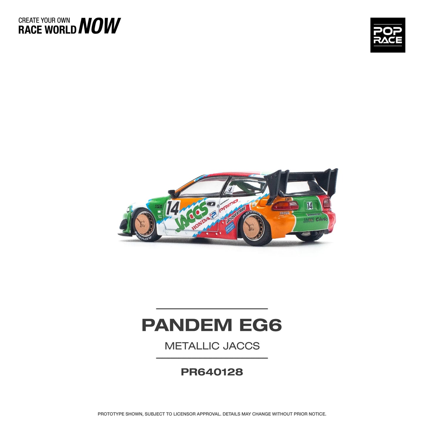 Rear view of Honda EG6 Pandem JACCS 1:64 scale diecast model by Pop Race