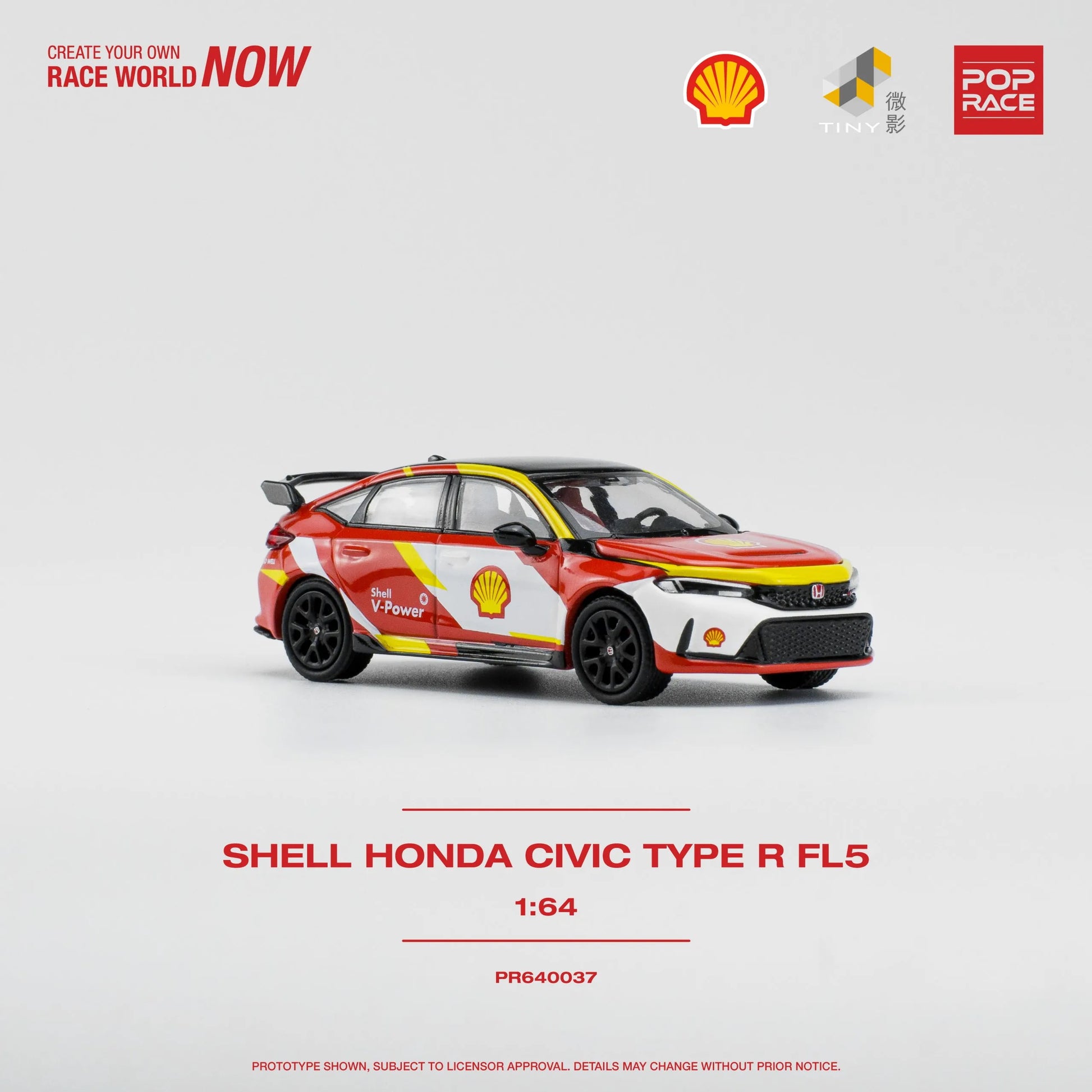 Pop Race Civic Type R FL5 1:64 diecast – Side profile view showing aerodynamic lines