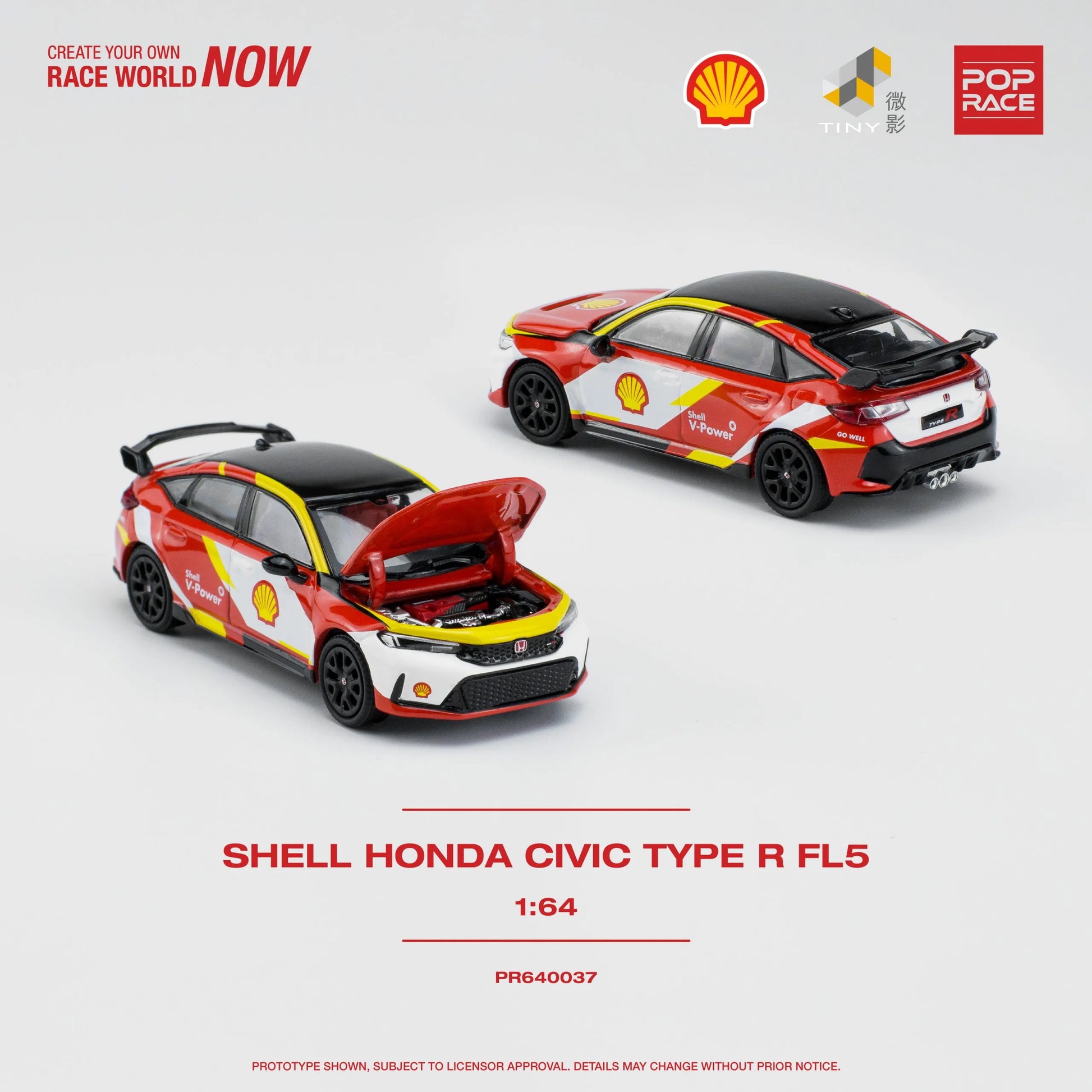 Pop Race Civic Type R FL5 1:64 diecast – Side profile view showing aerodynamic lines
