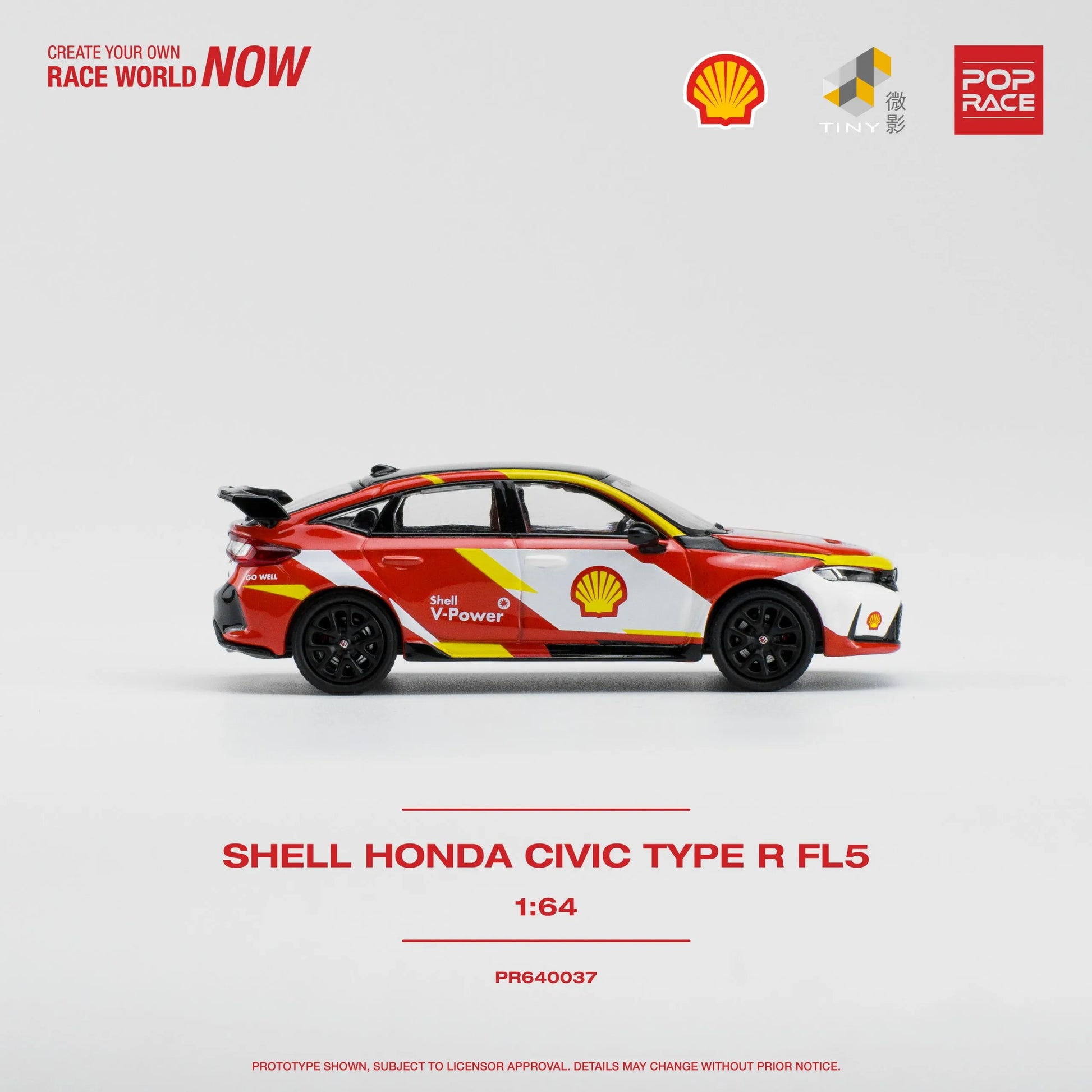 Pop Race Civic Type R FL5 1:64 diecast – Side profile view showing aerodynamic lines