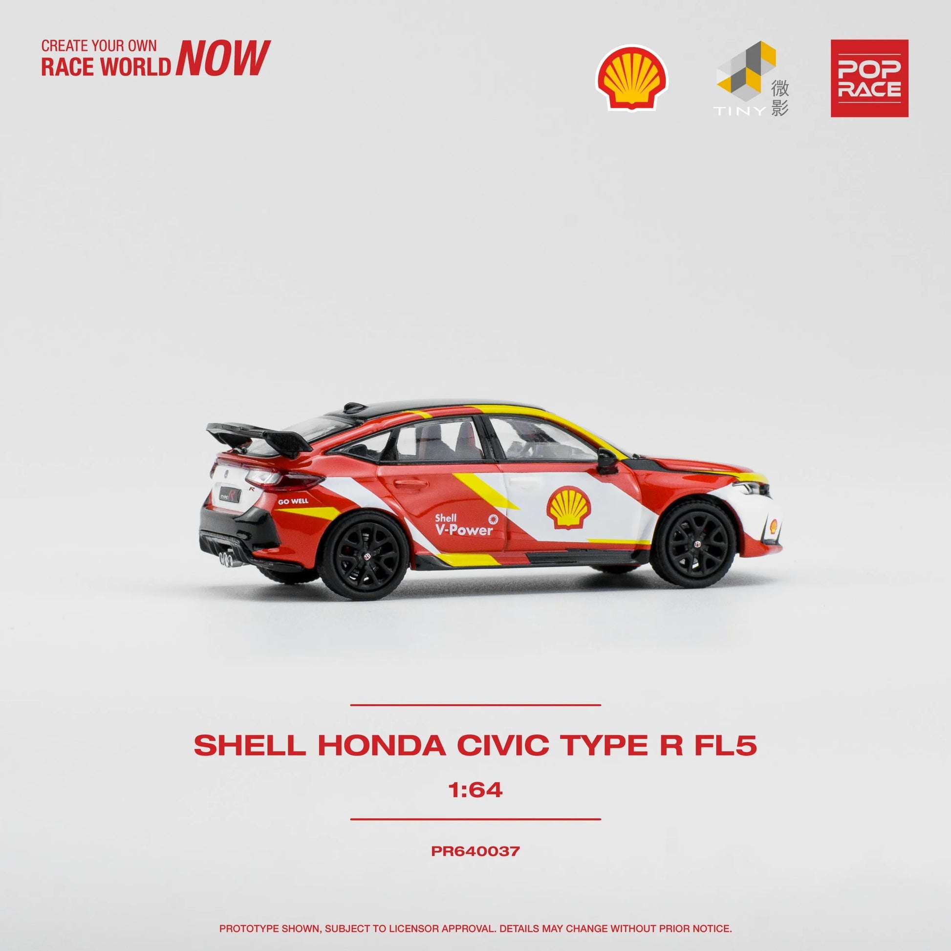Pop Race Civic Type R FL5 1:64 diecast – Side profile view showing aerodynamic lines