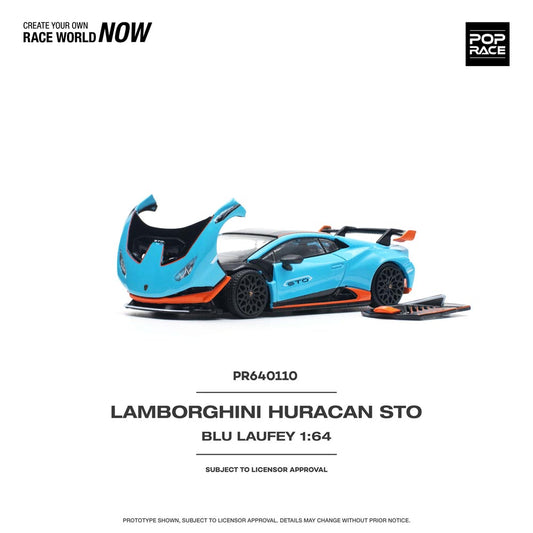 Front view of Lamborghini Huracan STO 1:64 diecast model Pop Race unboxed