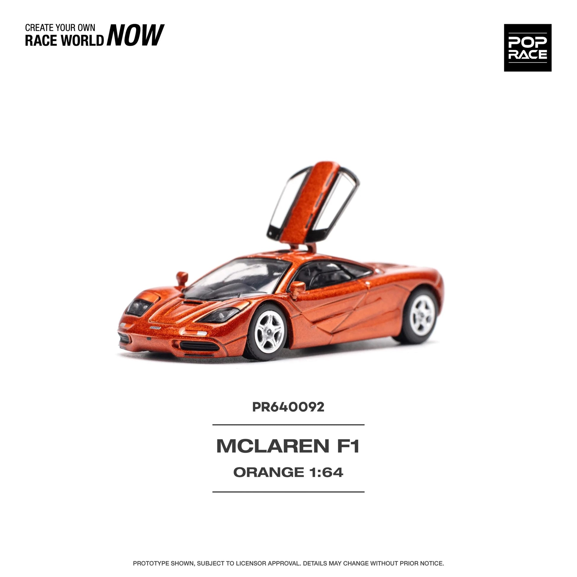 Rear quarter angle of McLaren F1 Orange Pop Race 1:64 diecast car