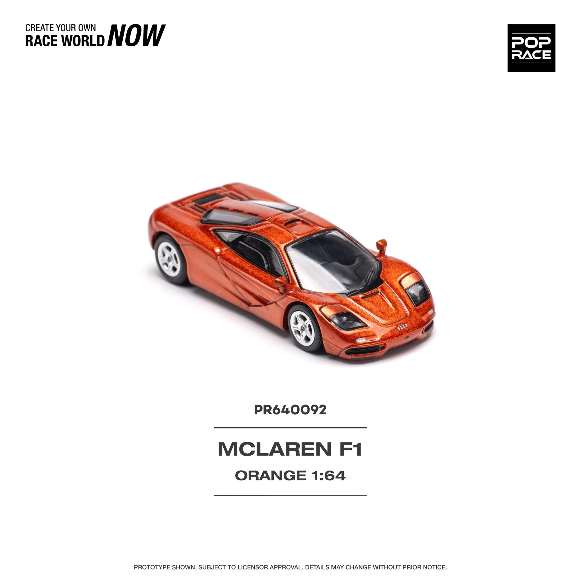 Top view of McLaren F1 Orange diecast model in 1:64 scale by Pop Race