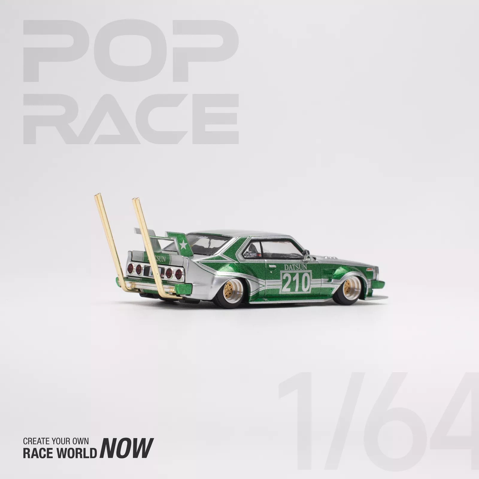 Nissan Skyline C210 Kaido Racer Bosozoku Green diecast by Pop Race – Rear display view