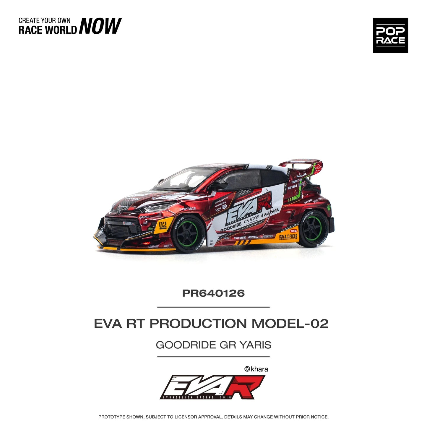 Pandem Toyota GR Yaris Eva RT Goodride 1:64 diecast front angle view