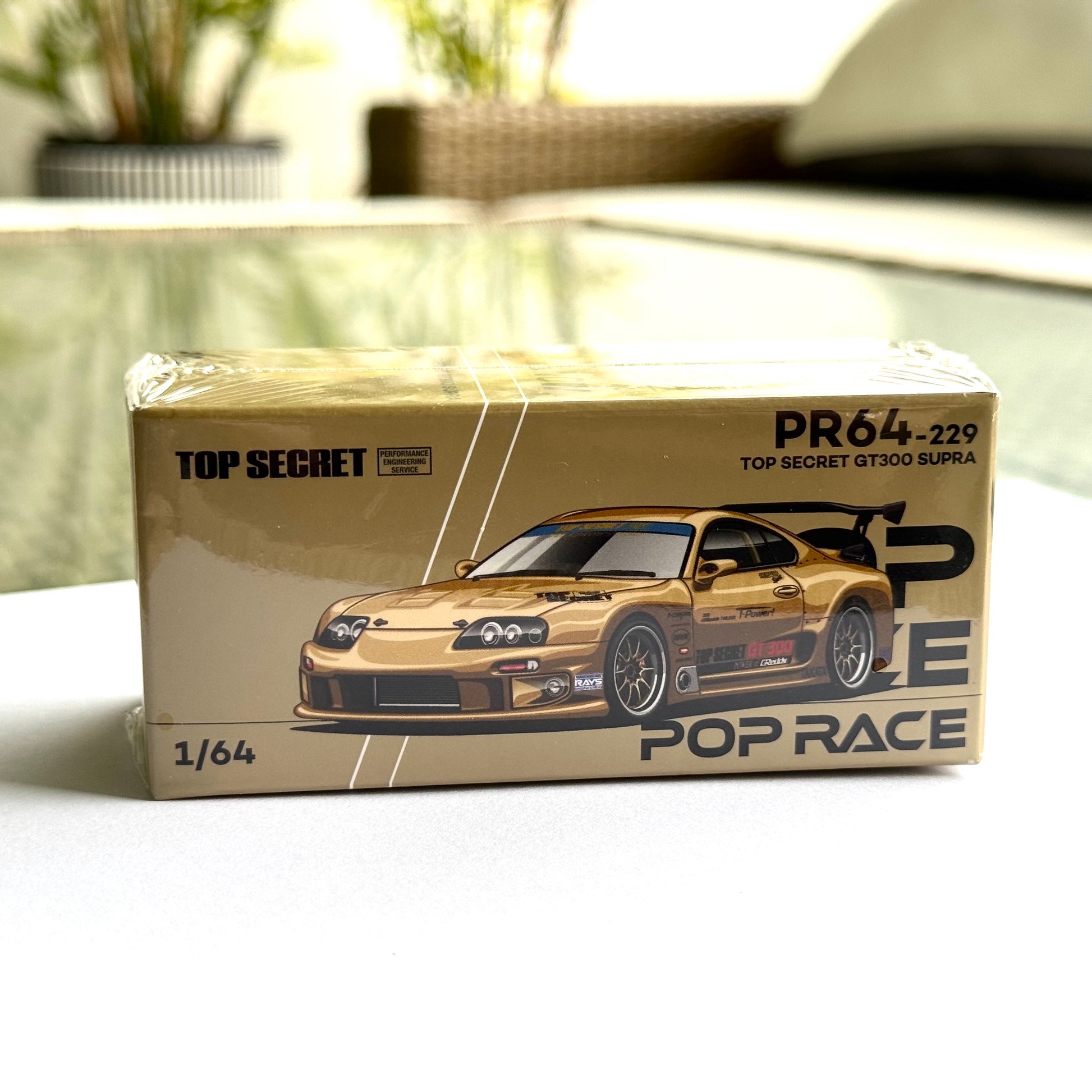 Close-up box of Top Secret livery on Pop Race PR64-0229 Supra