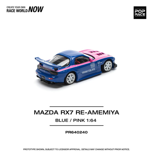 Pop Race Mazda RX7 Re-Amemiya PR64-0240 1:64 diecast rear three quarter view