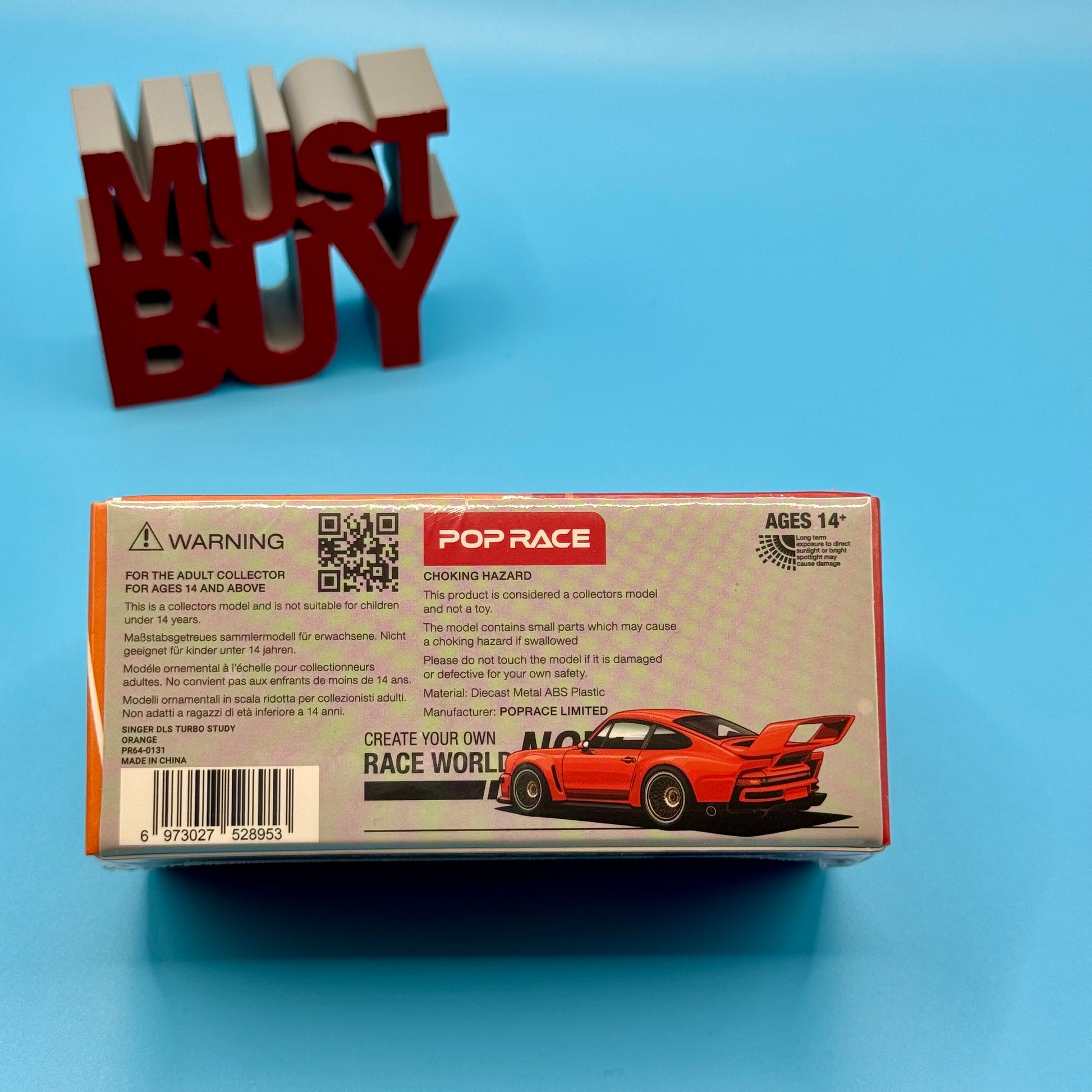 Rear packaging of the Pop Race Singer DLS Turbo Study model in 1:64 scale