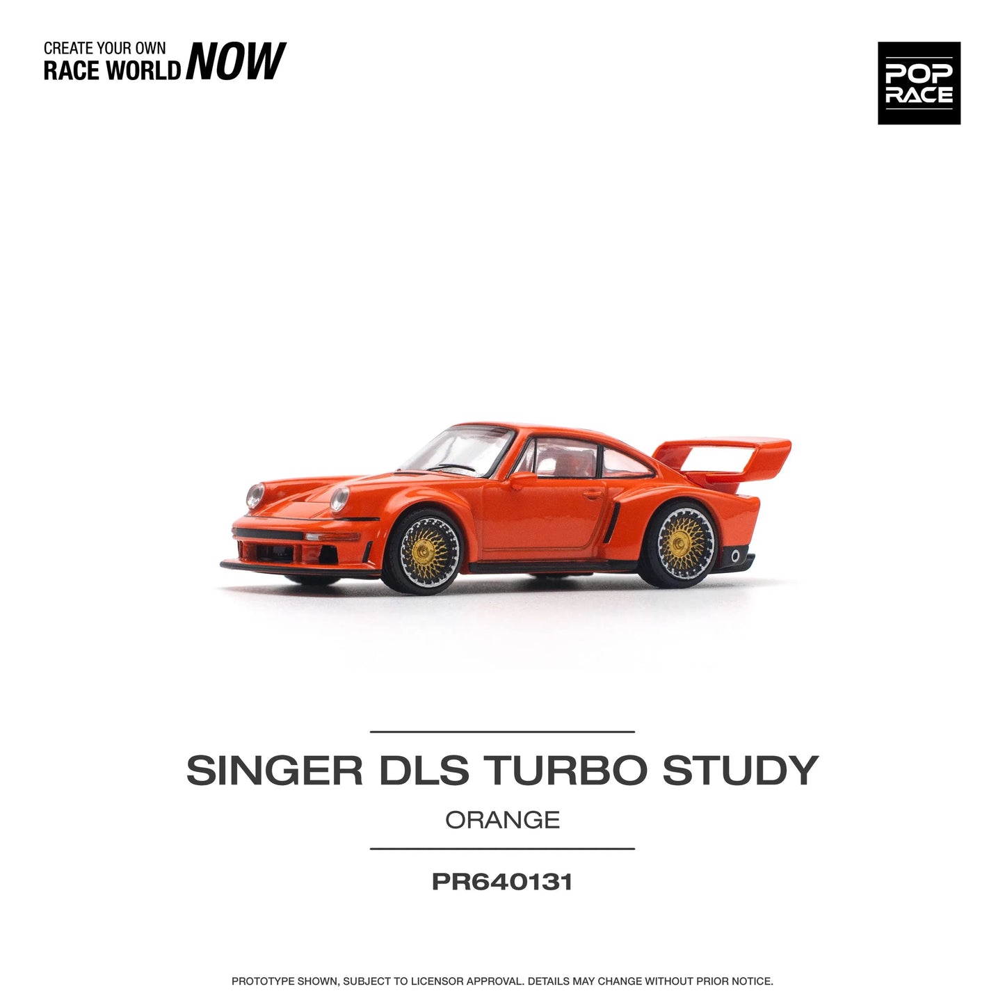 Front angle of Singer DLS Turbo Study diecast car by Pop Race, 1:64 scale
