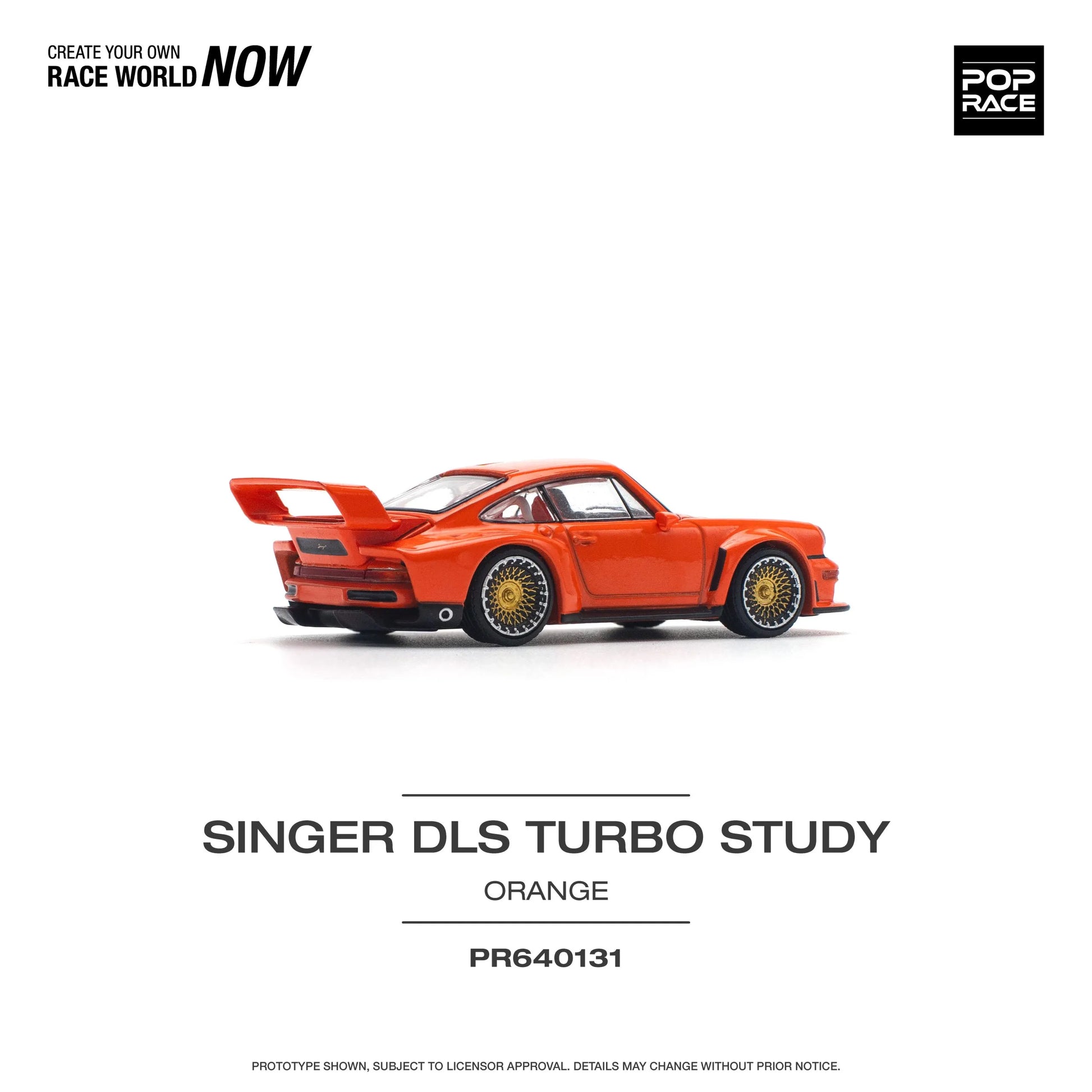 Pop Race Singer DLS Turbo Study model car on display facing rear