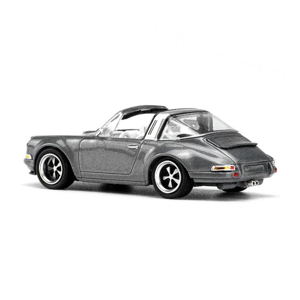 Rear view of Singer Targa Metallic Grey 1:64 model car by Pop Race
