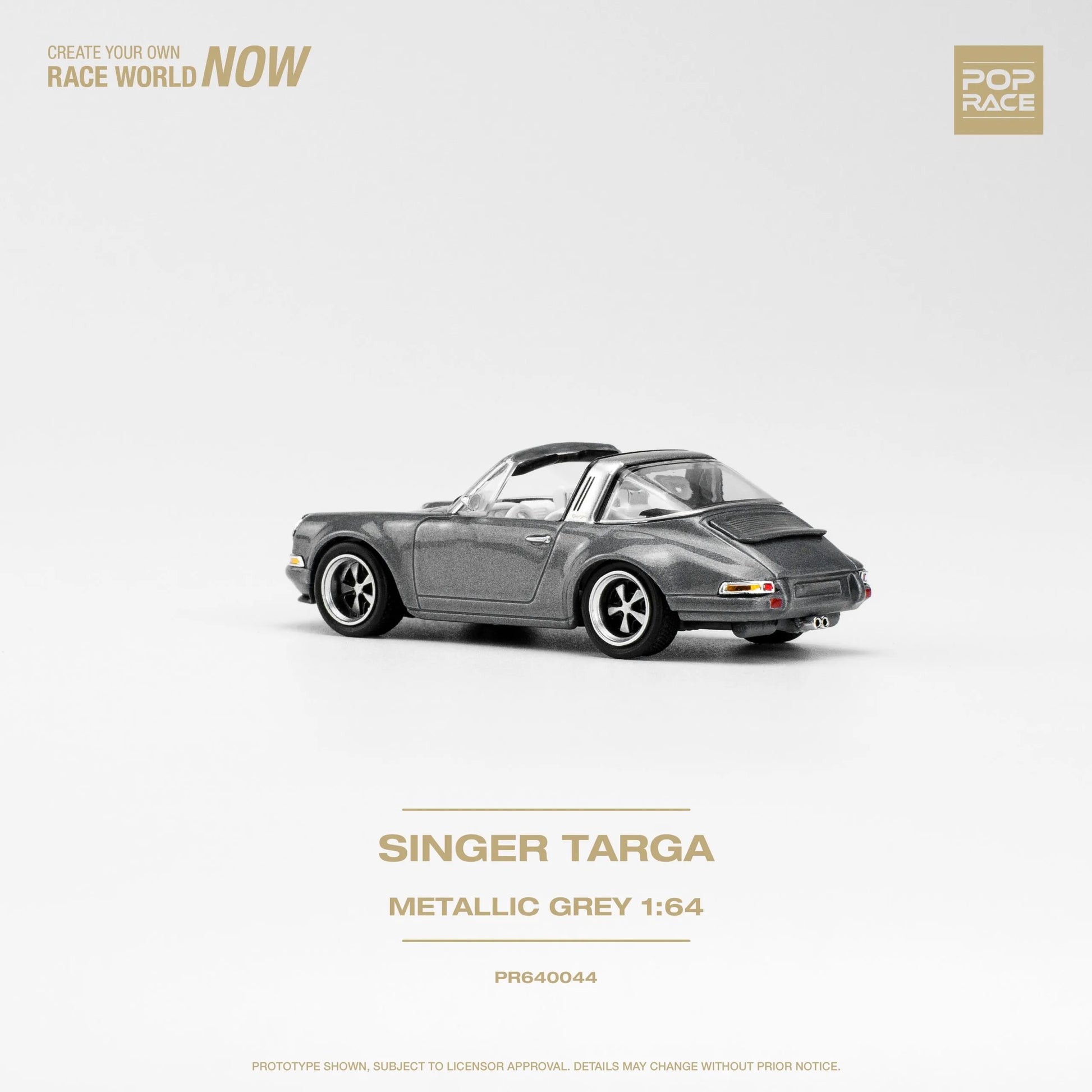 Rear view of Singer Targa Metallic Grey 1:64 model car by Pop Race