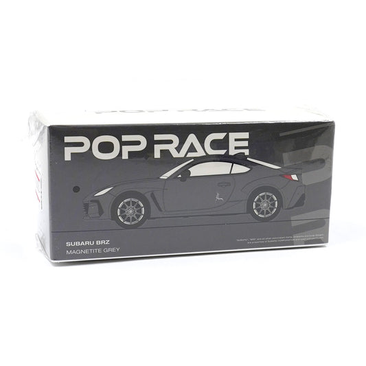 Front view of Subaru BRZ Grey 1:64 diecast model box by Pop Race