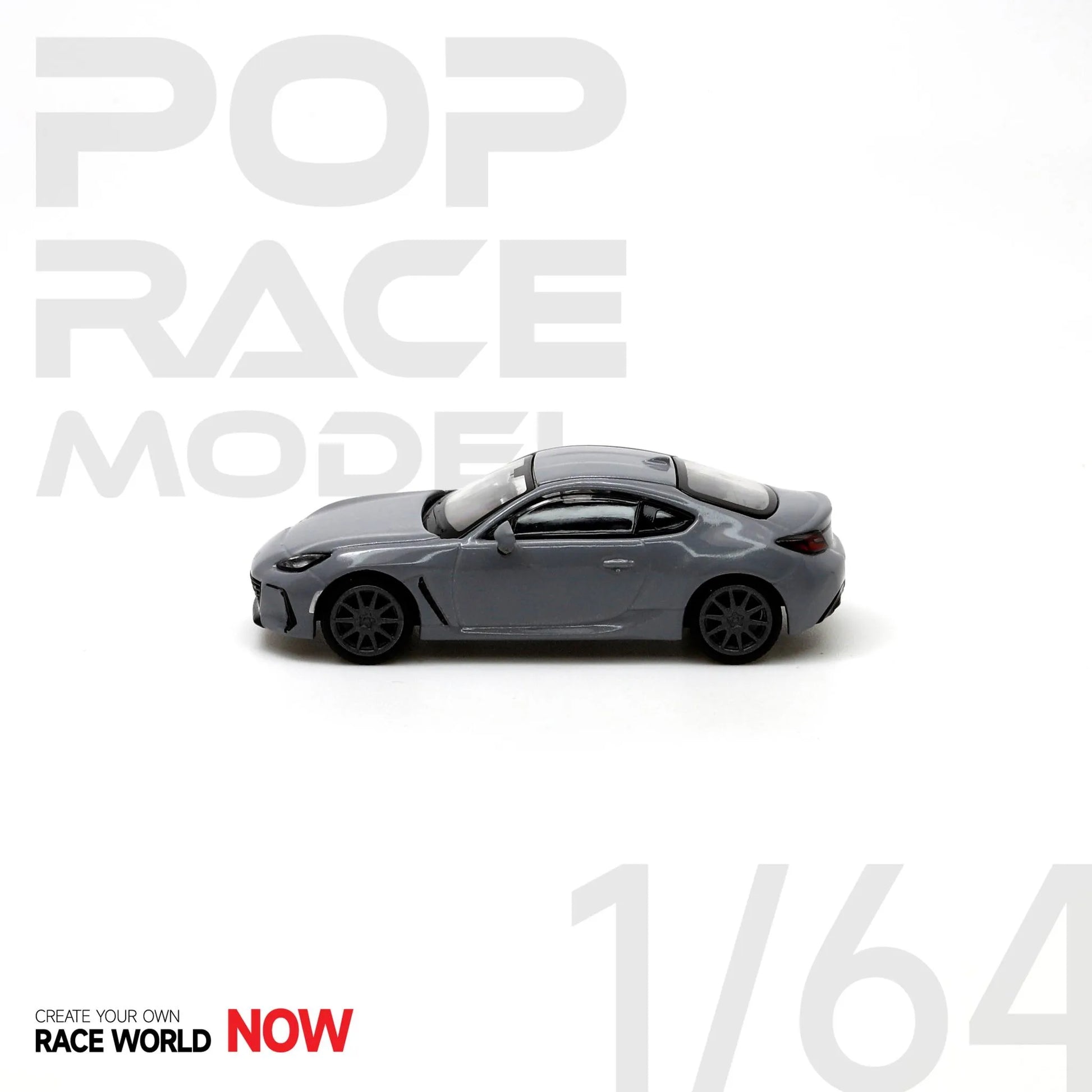 Side profile of Pop Race Subaru BRZ Grey 1:64 JDM diecast car