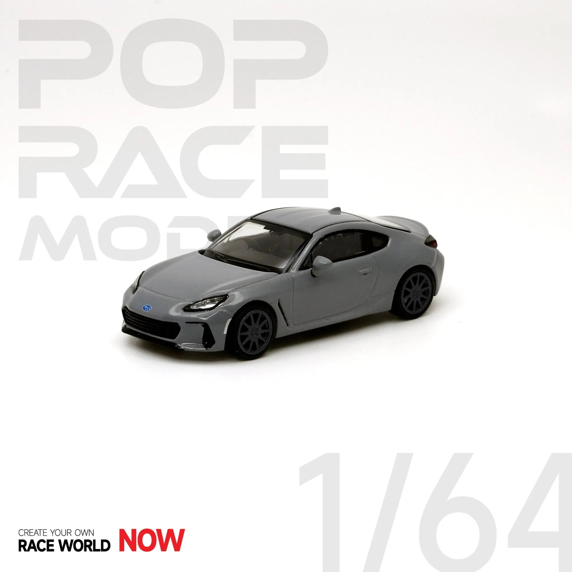 Side profile of Pop Race Subaru BRZ Grey 1:64 JDM diecast car