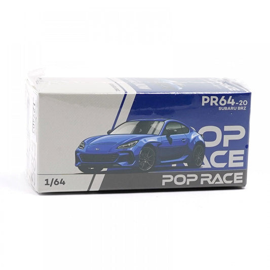 Pop Race Subaru BRZ Sapphire Blue 1:64 diecast model – Front box view