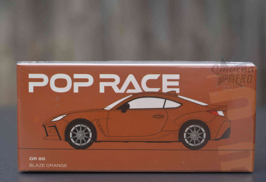 Pop Race Toyota GR86 10th Anniversary Orange 1:64 diecast model – Front of box