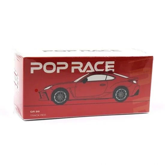 Pop Race Toyota GR86 2022 Track Red 1:64 diecast model car – Front box view