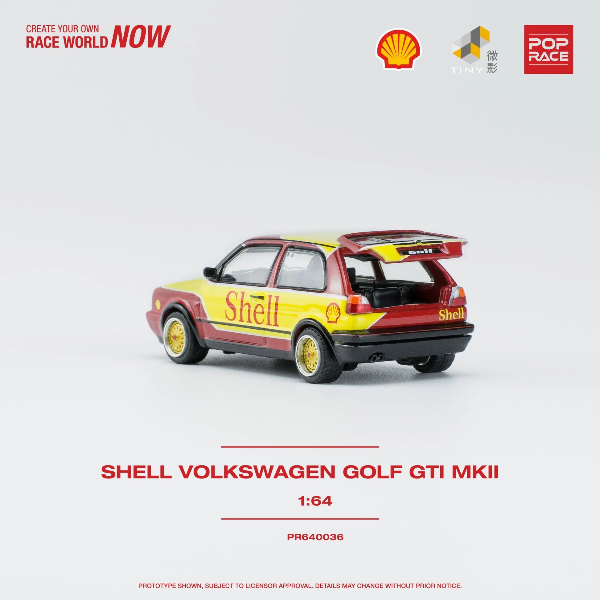 Pop Race x Tiny Shell VW Golf GTI MK2 diecast – Rear view open boot