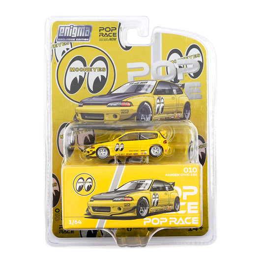Pop Race Honda Civic EG6 Pandem Rocket Bunny Mooneyes Enigma Exclusive box front 1:64 diecast
