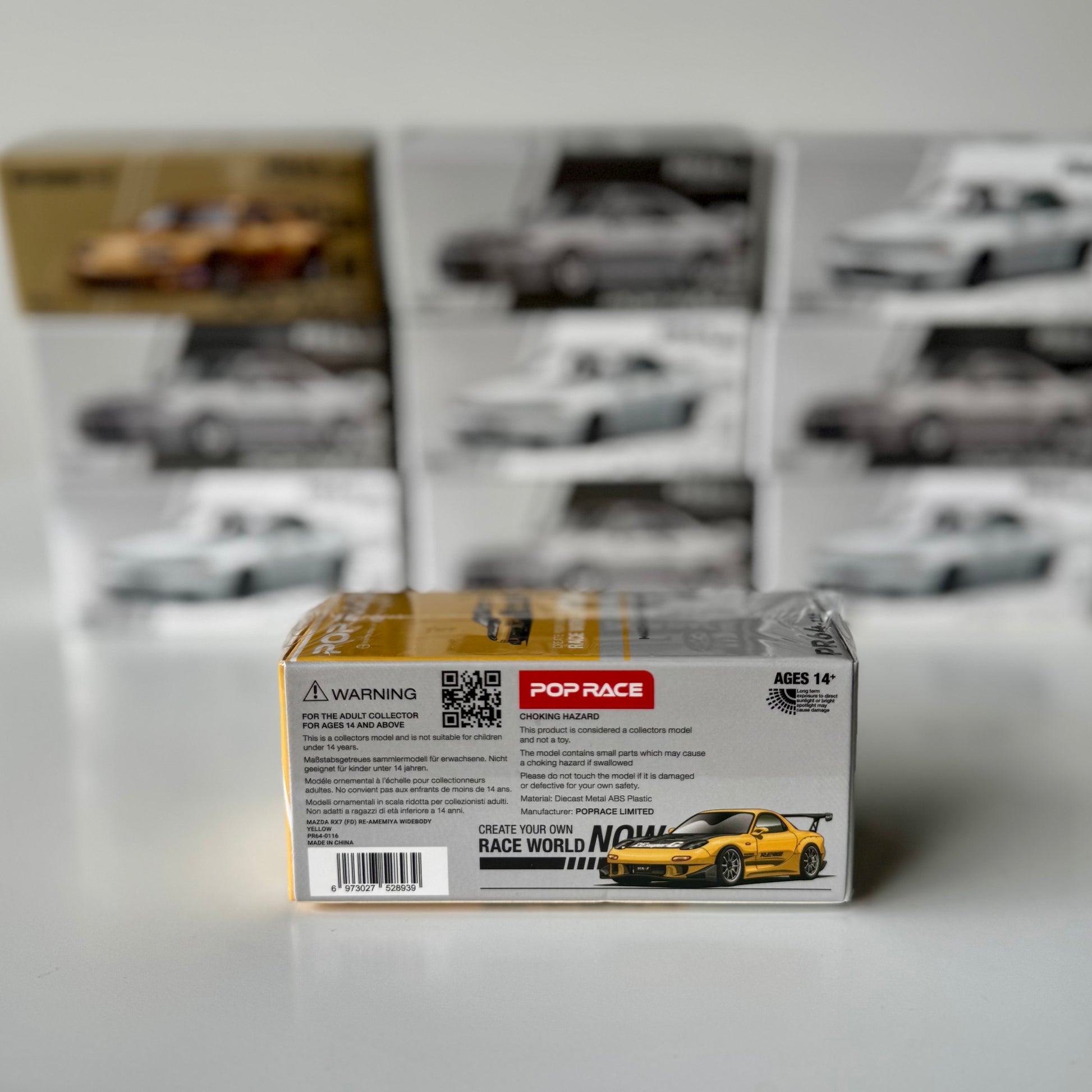Rear packaging view of Pop Race Mazda RX-7 FD RE-Amemiya 1:64 model